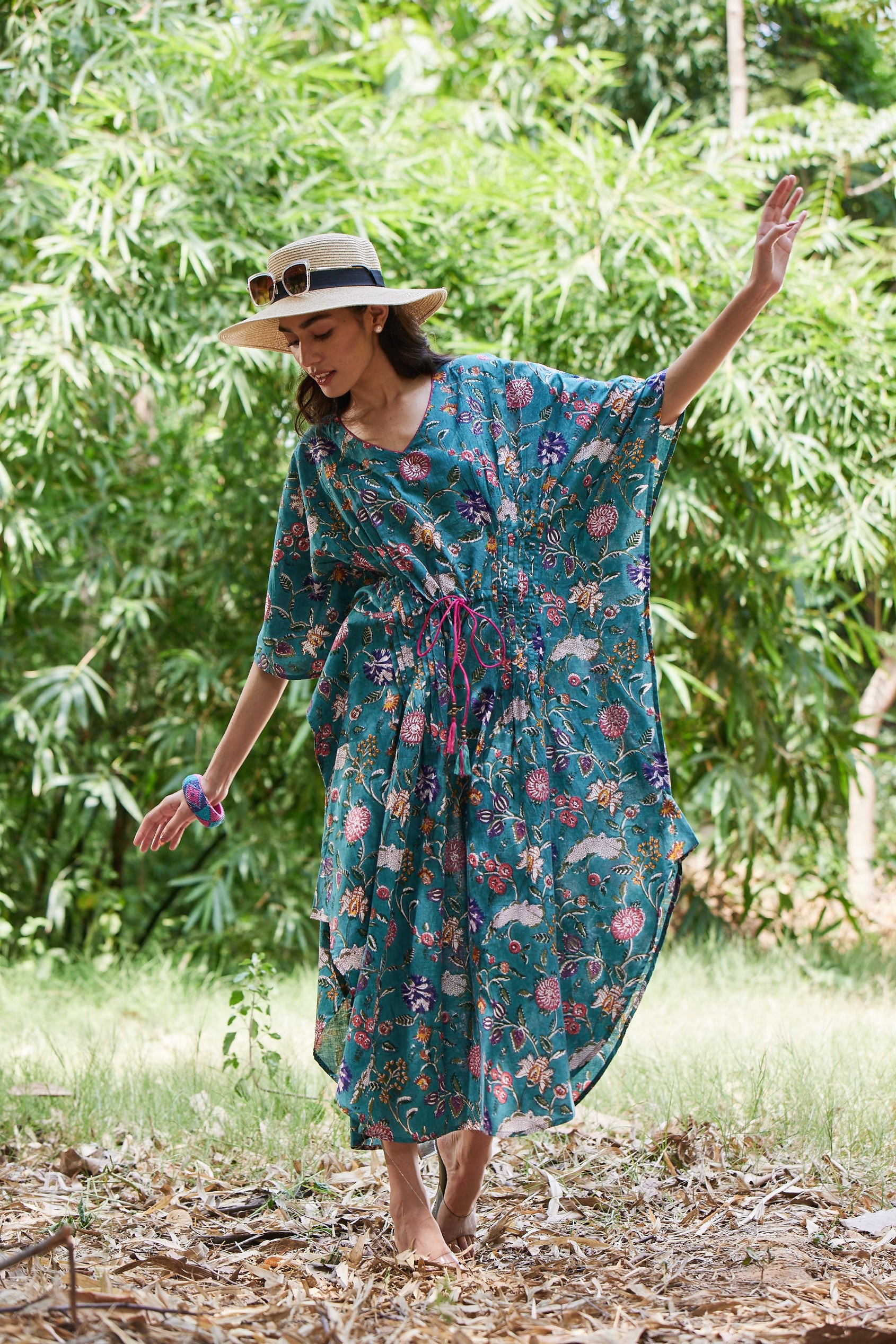 Cotton Mul Hand Block Print Kaftan