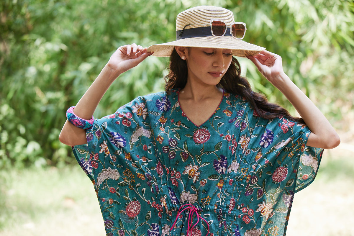Cotton Mul Hand Block Print Kaftan