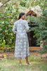 Grey Floral Print Tea Length Dress
