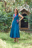 Reversible Pink & Blue Tiered Maxi Dress With Flare