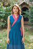 Reversible Pink & Blue Tiered Maxi Dress With Flare
