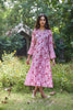 Pink Hand Block Print Angrakha Style Kurta-Dress