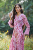Pink Hand Block Print Angrakha Style Kurta-Dress