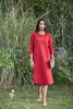 Solid Red Kurta-Dress With Pockets