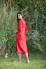 Solid Red Kurta-Dress With Pockets