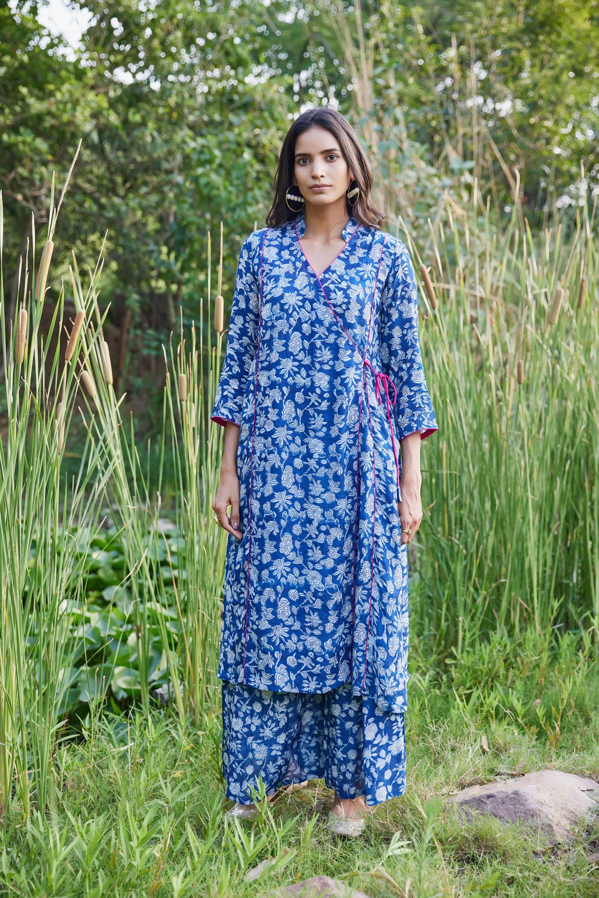 Indigo Blue Angrakha Kurta