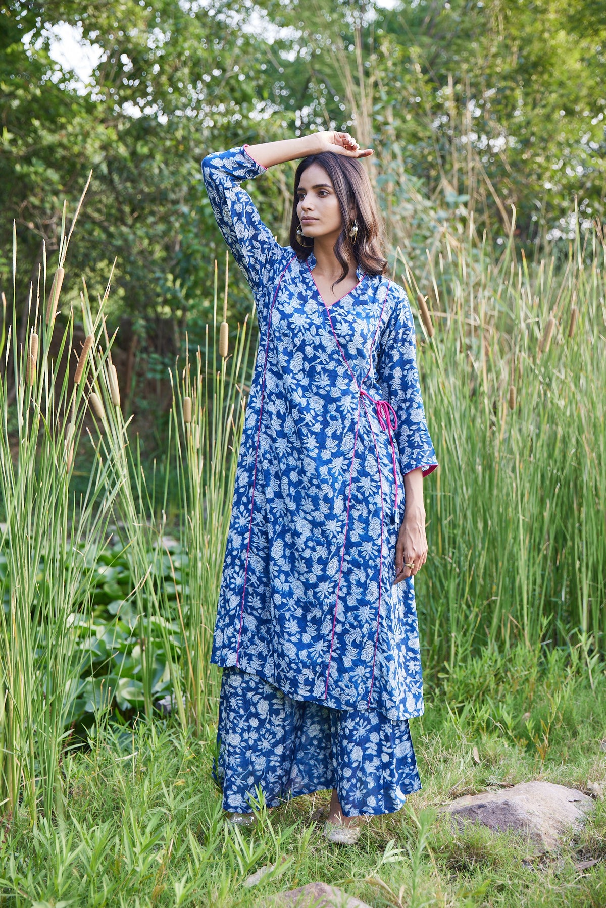 Indigo Blue Angrakha Kurta