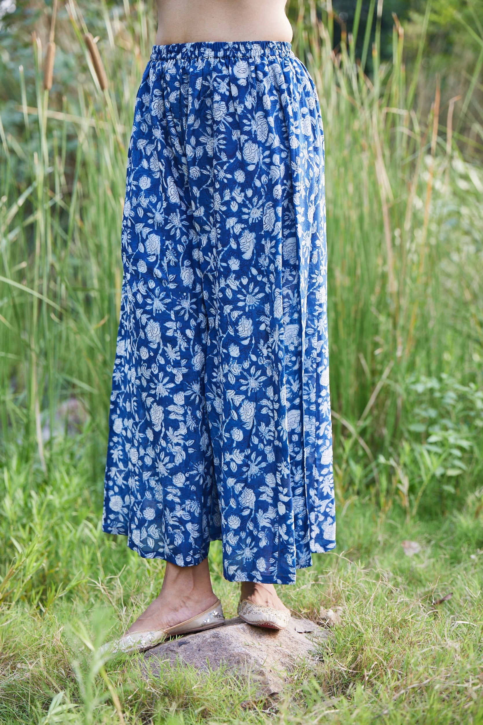 Indigo Printed Palazzo Pants – Shaadilogy