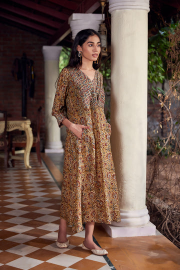 black kalamkari dress Black Kalamkari Chiffon Dress main image 1