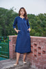 Solid Blue Kurta-Dress With Pintucks