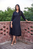 Black Solid A-Line Kurta With Pintucks