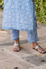 Light Blue Floral Hand Block Print Floral Ethnic Trouser